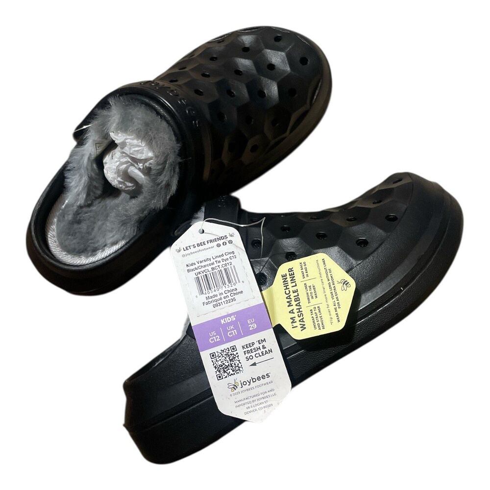 Joybees kids Varsity Lined Clogs - Black/Charcoal C12